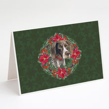 Load image into Gallery viewer, German Shorthaired Pointer Poinsetta Wreath Greeting Cards -  Blank Note Cards – 8-Pack of Artist-Designed Cards with Envelopes