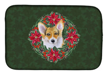 Load image into Gallery viewer, Pembroke Corgi Poinsetta Wreath Dish Drying Mat – Absorbent, Artistic Kitchen Essentials CK1508DDM