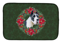 Load image into Gallery viewer, Harlequin Great Dane Poinsetta Wreath Dish Drying Mat – Absorbent, Artistic Kitchen Essentials CK1509DDM