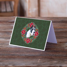 Load image into Gallery viewer, Harlequin Great Dane Poinsetta Wreath Greeting Cards -  Blank Note Cards – 8-Pack of Artist-Designed Cards with Envelopes