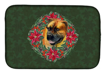 Load image into Gallery viewer, Boerboel Mastiff Poinsetta Wreath Dish Drying Mat – Absorbent, Artistic Kitchen Essentials CK1512DDM