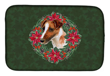 Load image into Gallery viewer, Smooth Fox Terrier Poinsetta Wreath Dish Drying Mat – Absorbent, Artistic Kitchen Essentials CK1513DDM