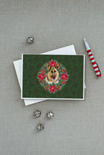 Load image into Gallery viewer, German Shepherd Poinsetta Wreath Greeting Cards -  Blank Note Cards – 8-Pack of Artist-Designed Cards with Envelopes