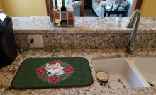 Load image into Gallery viewer, Siberian Husky Poinsetta Wreath Dish Drying Mat – Absorbent, Artistic Kitchen Essentials CK1521DDM