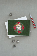 Load image into Gallery viewer, Siberian Husky Poinsetta Wreath Greeting Cards -  Blank Note Cards – 8-Pack of Artist-Designed Cards with Envelopes