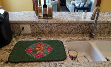 Load image into Gallery viewer, Miniature Pinscher Poinsetta Wreath Dish Drying Mat – Absorbent, Artistic Kitchen Essentials CK1522DDM