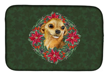 Load image into Gallery viewer, Chihuahua Poinsetta Wreath Dish Drying Mat – Absorbent, Artistic Kitchen Essentials CK1524DDM