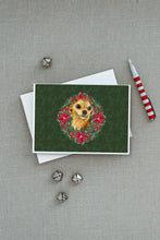 Load image into Gallery viewer, Chihuahua Poinsetta Wreath Greeting Cards -  Blank Note Cards – 8-Pack of Artist-Designed Cards with Envelopes