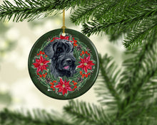 Load image into Gallery viewer, Giant Schnauzer Poinsetta Wreath Ornament - Round Ceramic Ornament – Artist-Designed Keepsake Decoration