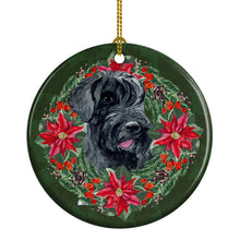 Load image into Gallery viewer, Giant Schnauzer Poinsetta Wreath Ornament - Round Ceramic Ornament – Artist-Designed Keepsake Decoration