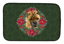 Load image into Gallery viewer, Shar Pei Poinsetta Wreath Dish Drying Mat – Absorbent, Artistic Kitchen Essentials CK1527DDM