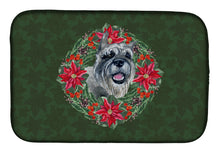Load image into Gallery viewer, Schnauzer Poinsetta Wreath Dish Drying Mat – Absorbent, Artistic Kitchen Essentials CK1528DDM