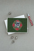 Load image into Gallery viewer, Schnauzer Poinsetta Wreath Greeting Cards -  Blank Note Cards – 8-Pack of Artist-Designed Cards with Envelopes