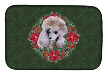 Load image into Gallery viewer, Poodle Poinsetta Wreath Dish Drying Mat – Absorbent, Artistic Kitchen Essentials CK1531DDM