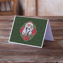 Load image into Gallery viewer, Poodle Poinsetta Wreath Greeting Cards -  Blank Note Cards – 8-Pack of Artist-Designed Cards with Envelopes