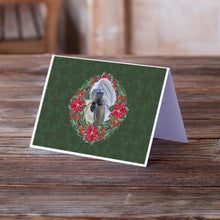 Load image into Gallery viewer, Shih Tzu Poinsetta Wreath Greeting Cards -  Blank Note Cards – 8-Pack of Artist-Designed Cards with Envelopes
