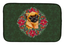 Load image into Gallery viewer, Small Brabant Griffon Poinsetta Wreath Dish Drying Mat – Absorbent, Artistic Kitchen Essentials CK1533DDM
