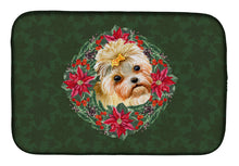 Load image into Gallery viewer, Morkie Poinsetta Wreath Dish Drying Mat – Absorbent, Artistic Kitchen Essentials CK1534DDM