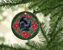 Load image into Gallery viewer, Newfoundland Poinsetta Wreath Ornament - Round Ceramic Ornament – Artist-Designed Keepsake Decoration