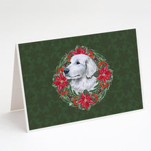Load image into Gallery viewer, Maremma Sheepdog Poinsetta Wreath Greeting Cards -  Blank Note Cards – 8-Pack of Artist-Designed Cards with Envelopes