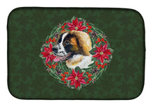 Load image into Gallery viewer, Saint Bernard Poinsetta Wreath Dish Drying Mat – Absorbent, Artistic Kitchen Essentials CK1545DDM