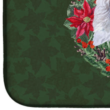Load image into Gallery viewer, Medium White Poodle Poinsetta Wreath Dish Drying Mat – Absorbent, Artistic Kitchen Essentials CK1549DDM