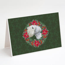 Load image into Gallery viewer, Sealyham Terrier Poinsetta Wreath Greeting Cards -  Blank Note Cards – 8-Pack of Artist-Designed Cards with Envelopes