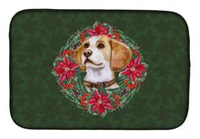 Load image into Gallery viewer, Beagle Poinsetta Wreath Dish Drying Mat – Absorbent, Artistic Kitchen Essentials CK1552DDM