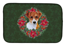 Load image into Gallery viewer, Jack Russell Terrier Poinsetta Wreath Dish Drying Mat – Absorbent, Artistic Kitchen Essentials CK1555DDM