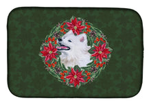 Load image into Gallery viewer, Samoyed Poinsetta Wreath Dish Drying Mat – Absorbent, Artistic Kitchen Essentials CK1557DDM