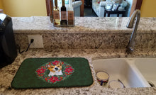 Load image into Gallery viewer, Basenji Poinsetta Wreath Dish Drying Mat – Absorbent, Artistic Kitchen Essentials CK1558DDM