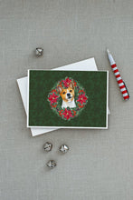 Load image into Gallery viewer, Basenji Poinsetta Wreath Greeting Cards -  Blank Note Cards – 8-Pack of Artist-Designed Cards with Envelopes