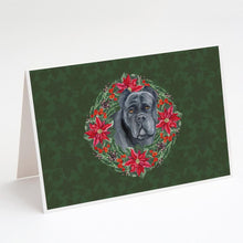 Load image into Gallery viewer, Cane Corso Poinsetta Wreath Greeting Cards -  Blank Note Cards – 8-Pack of Artist-Designed Cards with Envelopes