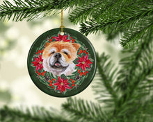 Load image into Gallery viewer, Cane Corso Poinsetta Wreath Ornament - Round Ceramic Ornament – Artist-Designed Keepsake Decoration
