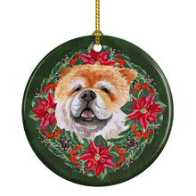 Load image into Gallery viewer, Cane Corso Poinsetta Wreath Ornament - Round Ceramic Ornament – Artist-Designed Keepsake Decoration