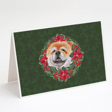 Load image into Gallery viewer, Cane Corso Poinsetta Wreath Greeting Cards -  Blank Note Cards – 8-Pack of Artist-Designed Cards with Envelopes