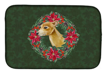 Load image into Gallery viewer, Italian Greyhound Poinsetta Wreath Dish Drying Mat – Absorbent, Artistic Kitchen Essentials CK1564DDM