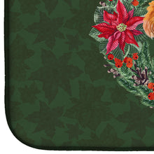 Load image into Gallery viewer, Welsh Terrier Poinsetta Wreath Dish Drying Mat – Absorbent, Artistic Kitchen Essentials CK1566DDM