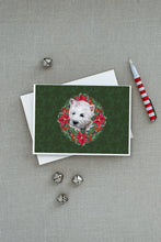 Load image into Gallery viewer, Westie Poinsetta Wreath Greeting Cards -  Blank Note Cards – 8-Pack of Artist-Designed Cards with Envelopes