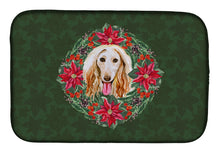 Load image into Gallery viewer, Afghan Hound Poinsetta Wreath Dish Drying Mat – Absorbent, Artistic Kitchen Essentials CK1568DDM