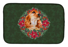 Load image into Gallery viewer, Cocker Spaniel Poinsetta Wreath Dish Drying Mat – Absorbent, Artistic Kitchen Essentials CK1572DDM
