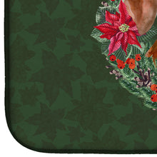 Load image into Gallery viewer, Red Dachshund Poinsetta Wreath Dish Drying Mat – Absorbent, Artistic Kitchen Essentials CK1573DDM