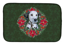 Load image into Gallery viewer, Dalmatian Puppy Poinsetta Wreath Dish Drying Mat – Absorbent, Artistic Kitchen Essentials CK1574DDM