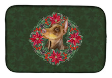 Load image into Gallery viewer, Doberman Pinscher Poinsetta Wreath Dish Drying Mat – Absorbent, Artistic Kitchen Essentials CK1575DDM