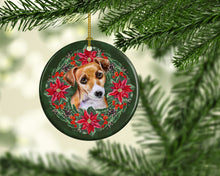 Load image into Gallery viewer, Jack Russell Terrier #2 Poinsetta Wreath Ornament - Round Ceramic Ornament – Artist-Designed Keepsake Decoration
