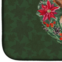 Load image into Gallery viewer, Jack Russell Terrier #2 Poinsetta Wreath Dish Drying Mat – Absorbent, Artistic Kitchen Essentials CK1579DDM