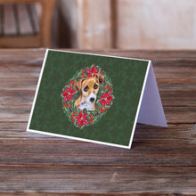 Load image into Gallery viewer, Jack Russell Terrier #2 Poinsetta Wreath Greeting Cards -  Blank Note Cards – 8-Pack of Artist-Designed Cards with Envelopes