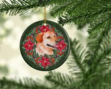 Load image into Gallery viewer, Labrador Retriever Poinsetta Wreath Ornament - Round Ceramic Ornament – Artist-Designed Keepsake Decoration