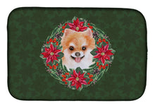 Load image into Gallery viewer, Pomeranian #2 Poinsetta Wreath Dish Drying Mat – Absorbent, Artistic Kitchen Essentials CK1582DDM