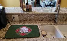 Load image into Gallery viewer, White Standard Poodle Poinsetta Wreath Dish Drying Mat – Absorbent, Artistic Kitchen Essentials CK1583DDM
